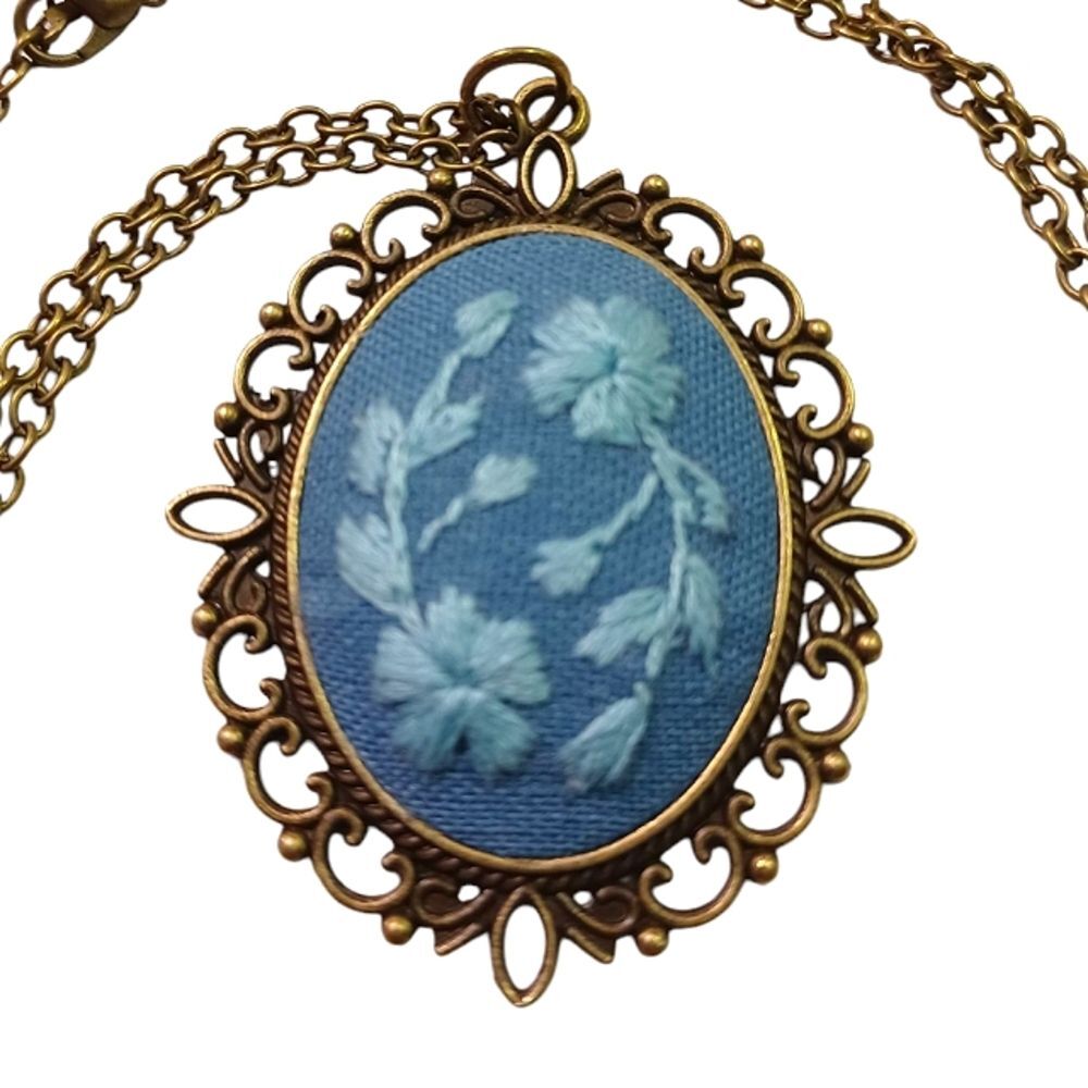 Handmade Embroidered Pendant Necklace